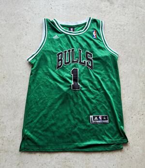 adidas Chicago Bulls Derrick Rose #1 Green/White/Black NBA Jersey XL St.Patrick